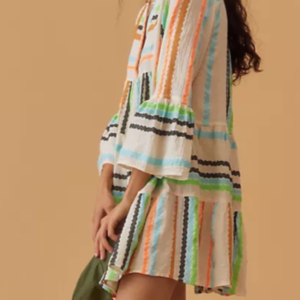 Anthropologie Devotion Twins Embroidered Ella Tunic Dress Pearl Size Small